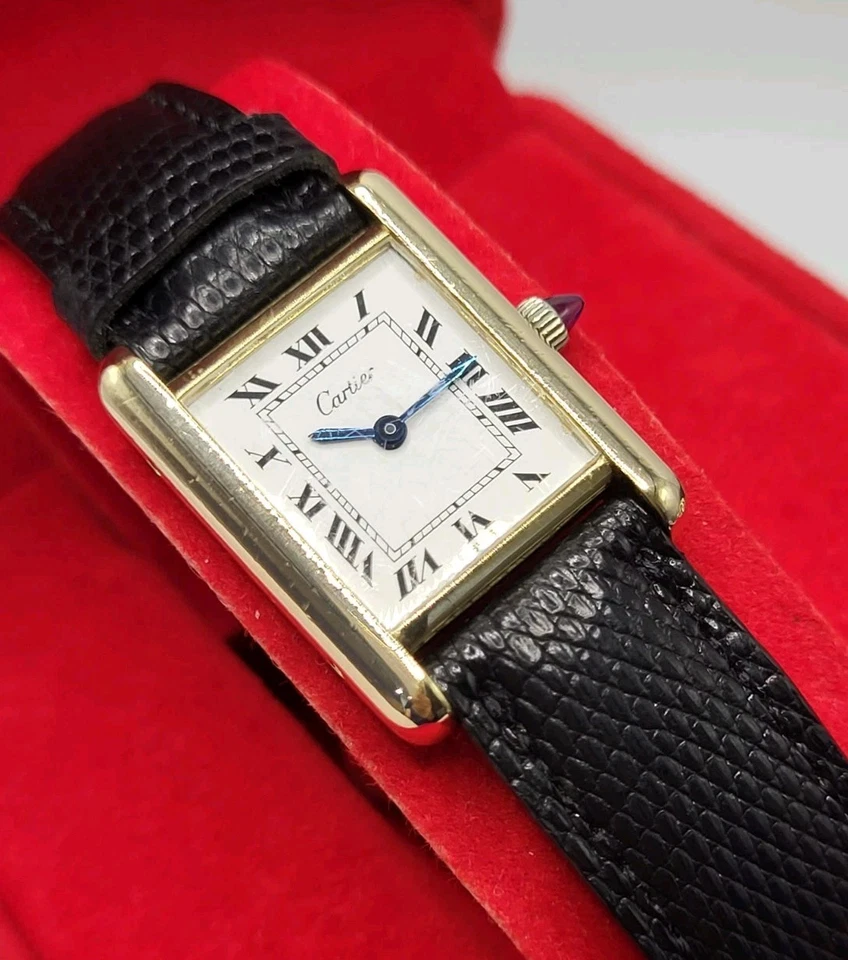 1978 Cartier 18k Gold Plated Roman Dial Manual Tank Watch 20X27mm Box Swiss Made - Image 2 of 4