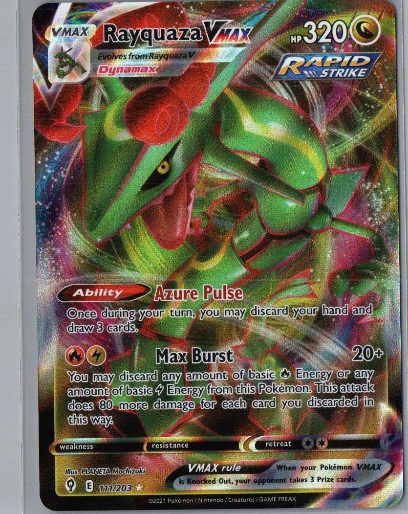 Rayquaza VMAX 111/203 Holo VMAX Rare Evolving Skies Pokemon Holo Near Mint