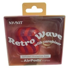 MVMT Retro Wave AirPods Case 1st 2nd Gen Softshell Protective Red Purple Wavy