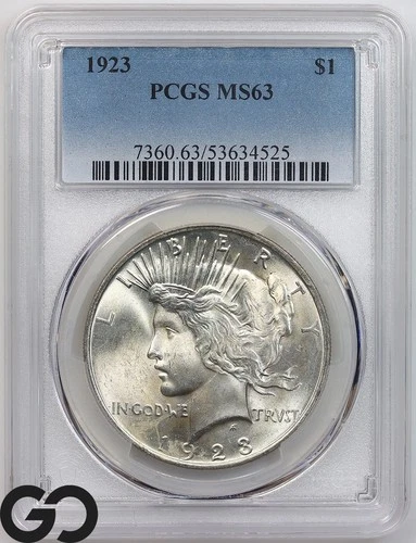 1923 Peace Dollar PCGS MS 63 ** Very Nice Silver $!