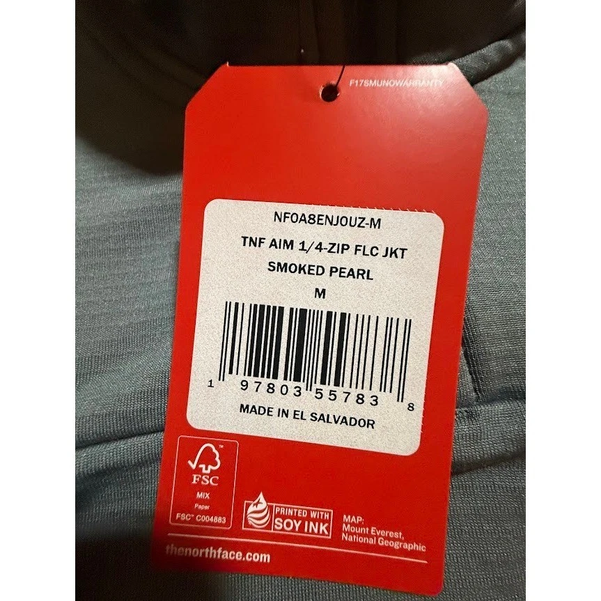 The North Face TNF Aim 1/4 Zip Jacket Smoked Pearl Fleece Mens M - Image 2 of 4