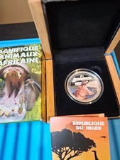 1000 Francs,20g,Republique of Niger hippopotamus silver proof coin
