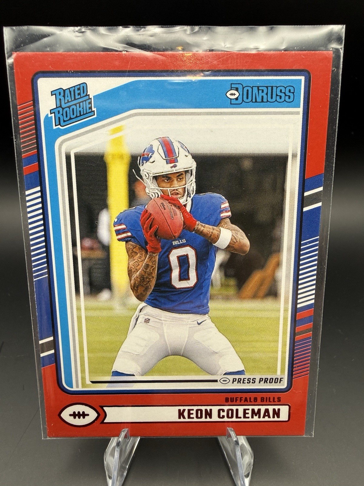 2024 Panini Donruss Rated Rookie Red Press Proof Keon Coleman #358 Buffalo Bills
