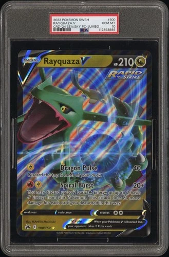 2023 Pokemon SWSH Crown Zenith Rayquaza V 100/159 Sea And Sky Jumbo PSA 10