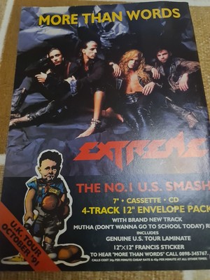 Vintage EXTREME MORE THAN WORDS SINGLE ADVERT PROMO A4 POSTER KERRANG MAGAZINE