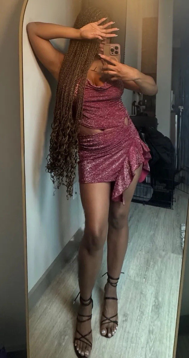Burgundy Strappy Bodycon Mini Dress Cowl Neck Ruffle Cut Out Size M Party