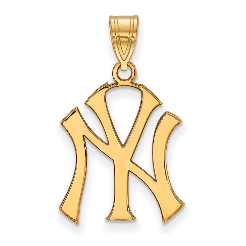 Sterling Silver Gold-plated New York Yankees N-Y Large Pendant Gift for Her