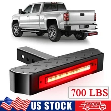 For 2" Receiver Trailer Towing Hitch Step Bar Rear Bumper Guard LED Brake Light