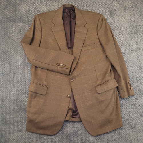Vintage Tom James Hand Tailored Executive Collection Plaid Silk Wool Blazer 46L