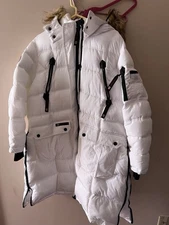 Canada Weather Gear Women’s Puffer Hood Long Jacket Size 2XL White Full Zip Ct
