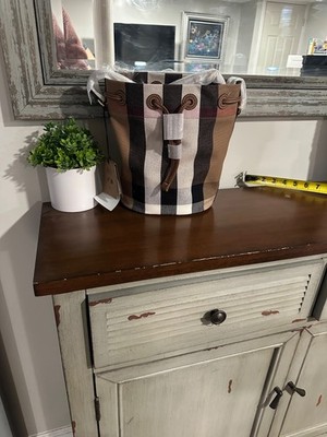 NWT Burberry Mini Check Canvas Bucket Bag