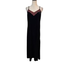 Vtg 90s Black Velvet Midi Slip Dress Paisley Brocade whimsigoth boho festival