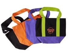 Set of 4 Limited Trader Joe's Mini Halloween Canvas Tote Bag BRAND NEW COLORS
