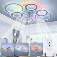 RGB LED Ceiling Fan Colorful Lights Dimmable Smart Remote Control Timing NEW
