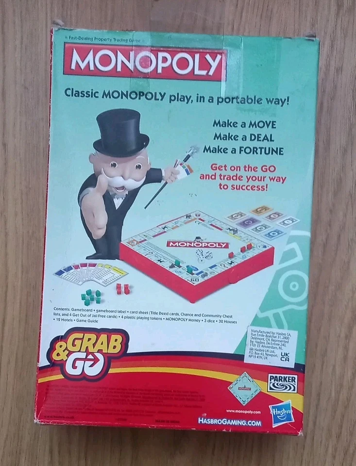 Unused Monopoly Grab And Go Travel Game Compact Board Family Game - Image 3 of 4