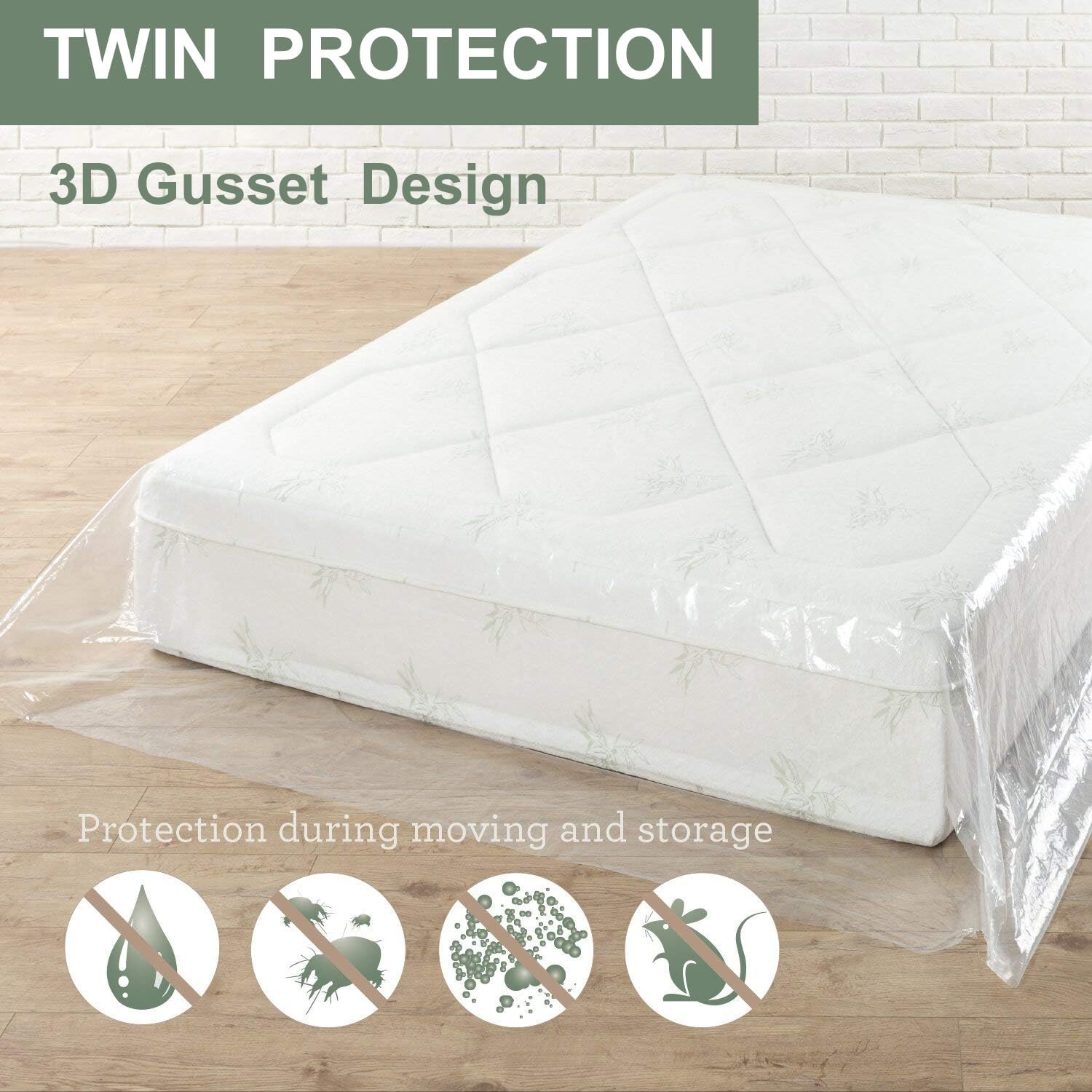 TopSoon 2PK Mattress Bag – Clear Plastic Mattress Disposal Bag – Mov