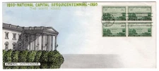 #990 Executive Mansion National Capitol 1950 FDC - Crosby Artist Hand-Painted