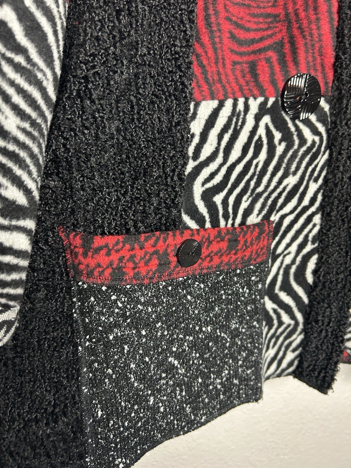 Ali Miles Patchwork  Animal Print Jacket Sweater … - image 4