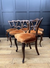 Antique Victorian Rosewood Dining Chairs Set 6 Upholstered Seats