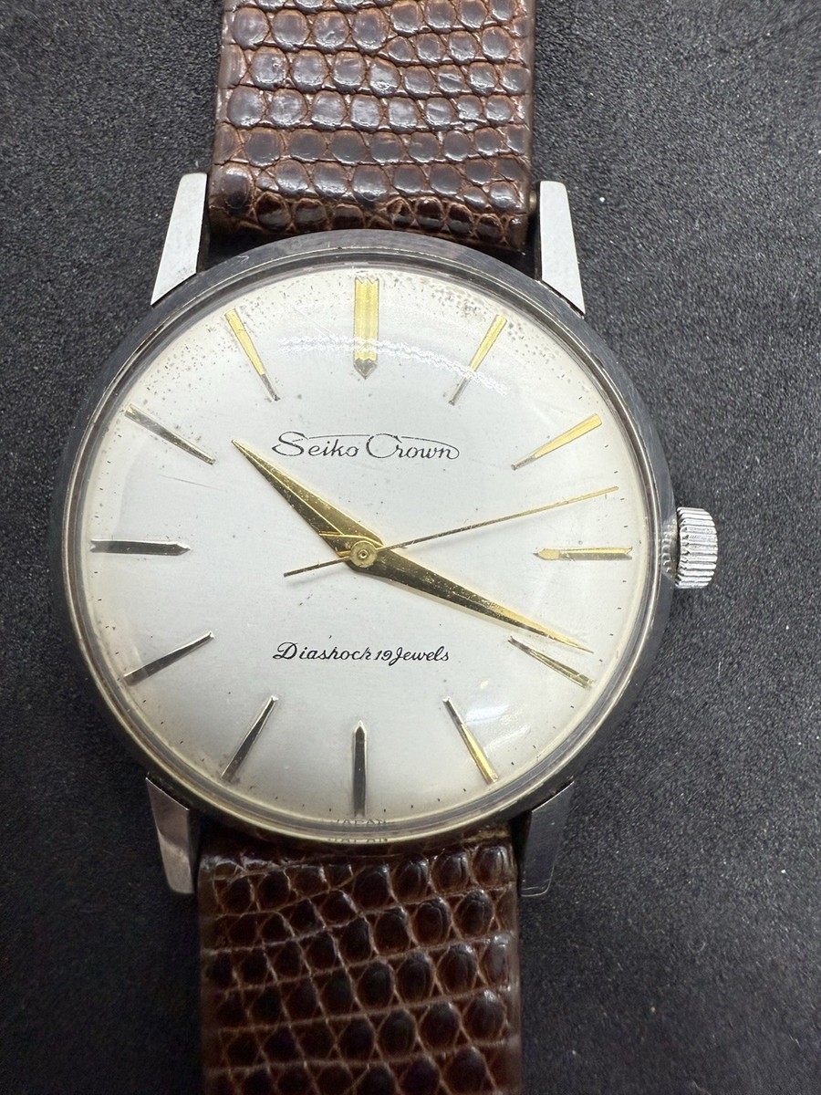 Vintage Seiko Crown 14036 Diashock 19J Mechanical Men's Watch 1960