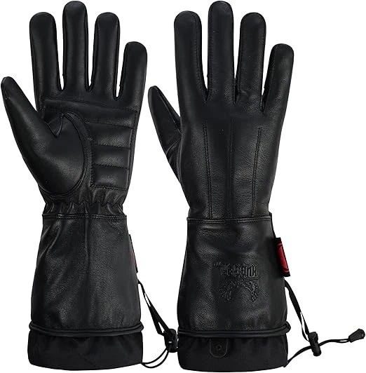Womens Genuine Nappa Sheepskin Leather Lined Gloves Winter Leather Gauntlet