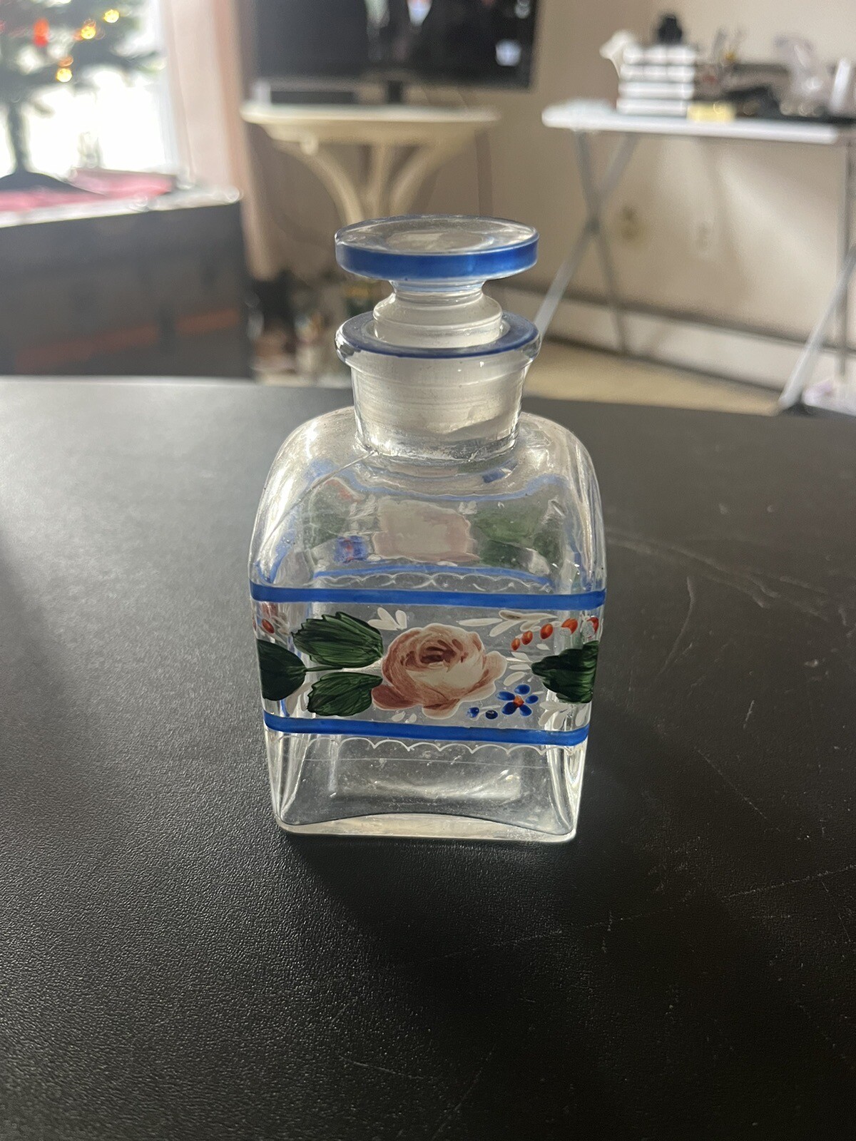 Antique Apothecary Drug Store Unlabeled Square Glass Bottle Hand