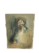 Vintage FINE Watercolor Abstract PORTRAIT GENTLEMAN Signed Artist Oscar Poupart