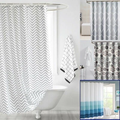 DUSCHVORHANG WASCHBAR VORHANG ANTI SCHIMMEL BADEZIMMER BADEWANNE WELLE ZICK ZACK - Bild 1 von 2