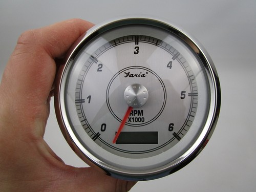 Faria Beede Newport SS 4" Tachometer w/ Hourmeter 6000 RPM - Picture 4 of 11