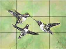 Hummingbird Tile Backsplash Ceramic Mural Hughbanks Wildlife Bird Art DHA055
