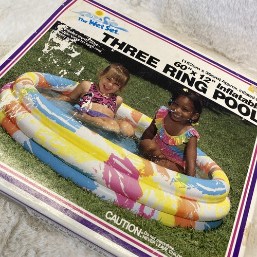 Intex The Wet Set 3-Ring Blow Up Kids Swimming Pool Toy 60” x 12” Vintage 1990 - Picture 7 of 8