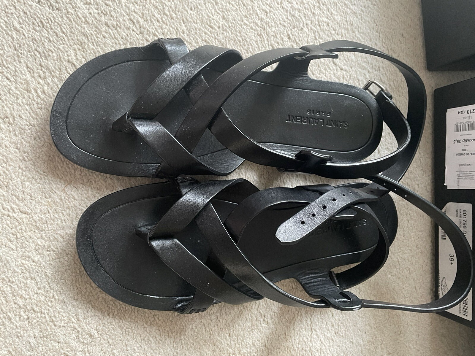 Saint Laurent sandali bassi in pelle nera 39 5 uk 6 5