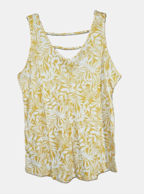 NEW Loft Outlet S Tank Top Women's Yellow White Floral Strappy Blouse Tee