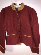 Maroon Colored 100% Wool Geiger Jacket. Size: Petite Small. Made In Austria.