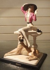 Vittorio tessaro signora con alano capodimonte ceramica