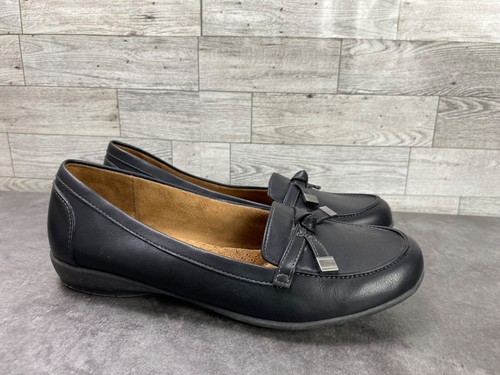 Natural Soul Gracee Women Shoe Black 8.5 M Leather Bow Slip On Ballet Flats - Picture 3 of 20