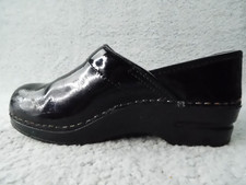SANITA Women's Black Patent Leather Professional Wedge Heel Clogs US 7.5-8 EU 38
