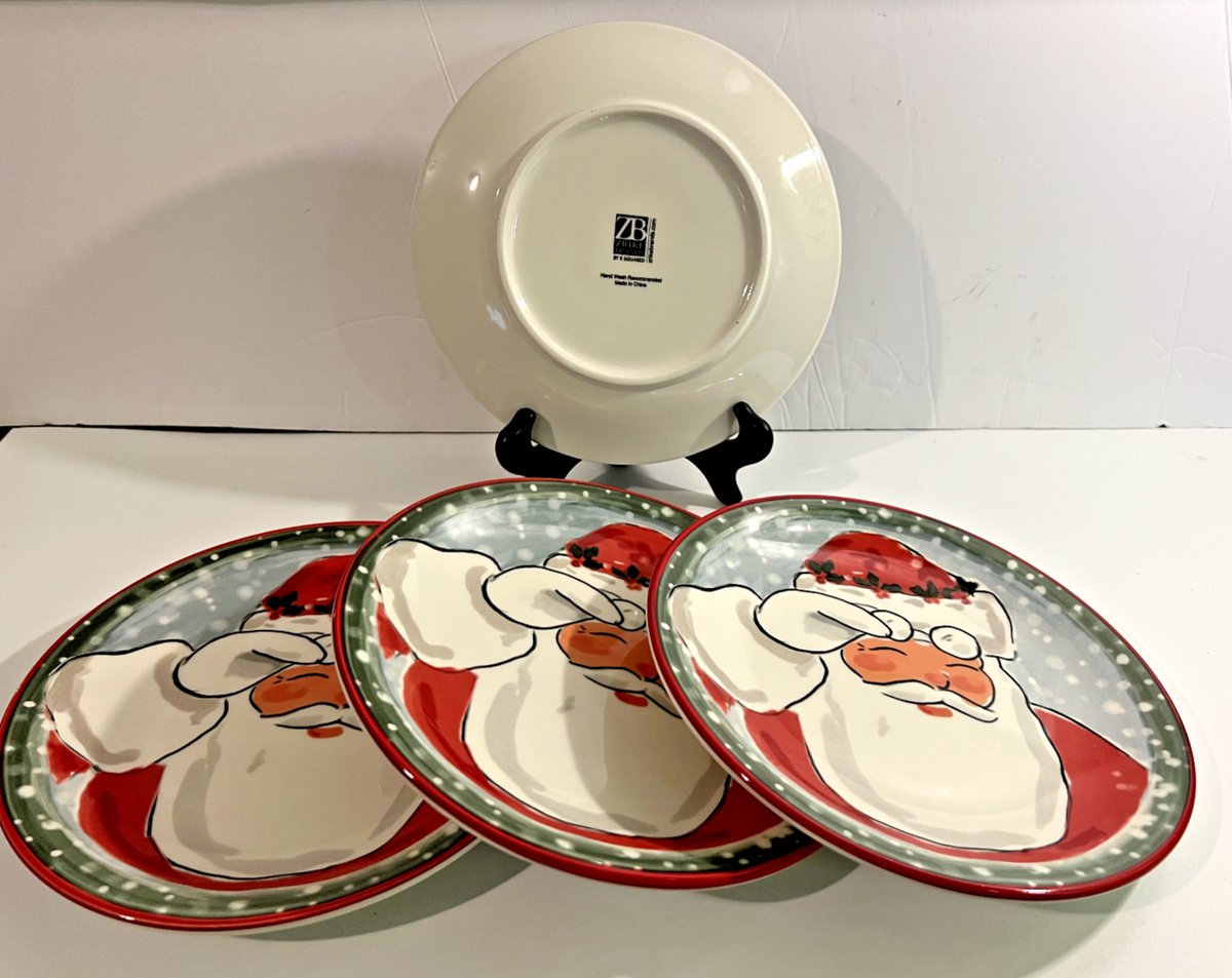  クリスマスプレート ZRIKE Brands Santa Claus Holiday Christmas 9in Salad Plate New Set