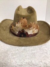 NEWPORT WESTERN COWBOY HAT FEATHERS HEAD BAND NATIVE AMERICAN STYLE 6 1/2 -6 5/8