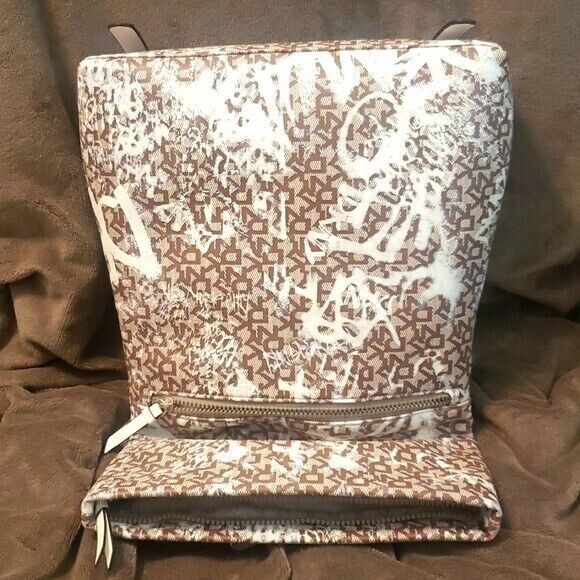 DKNY Tilly Flap Backpack - Tan/Cream - NWT! | eBay display picture 1