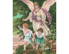 Printed Needlepoint Tapestry Canvas "Children and Angel" 11509