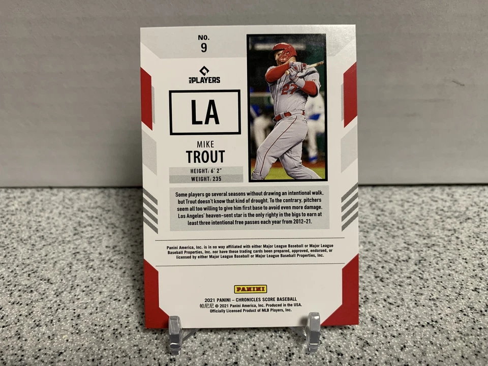 Mike Trout 2021 Panini Chronicles Score Red /100 #9 - Image 2 of 2
