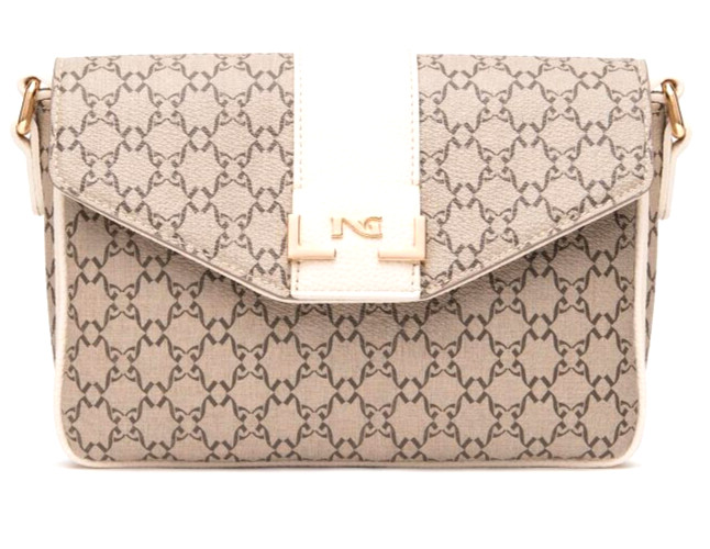 Женская гламурная сумка Nero Giardini E543922D 437 на пуговицах Экрю Темно-коричневого цвета