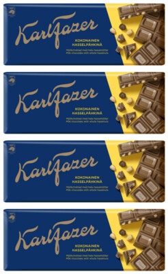 4 Karl Fazer Milk Chocolate with Whole Hazelnuts Scandinavian Sweets 200g 7oz