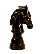 Vintage CHESS KNIGHT HORSE HEAD Flint Cigarette Cigar Lighter ~ Ceramic UNTESTED