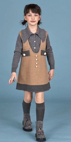 MIMISOL Two-tone knitted pinafore Girls dress - Picture 12 of 12