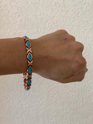 Turquoise Copper Magnetic Bracelet Enhance Balance Power Energy Father's Day Joy