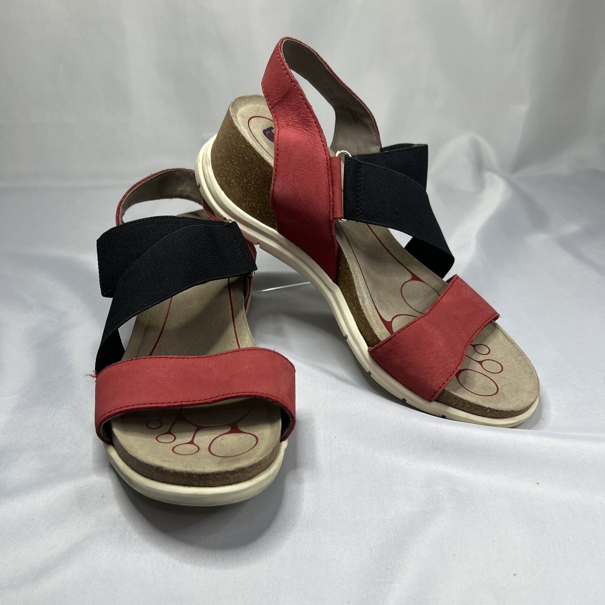 Bionica Paisley Wedge Sandal Bionica Paisley Coral Red Black Wedge