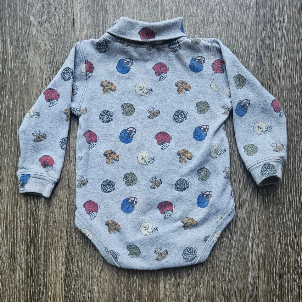 Kid Connection Gray Football Helmet Turtle Neck Long Sleeve Baby Bodysuit 18M - Image 2 of 4