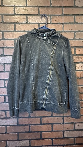 Affliction Fast & Furious Jacket LARGE Womens Small Black Moto Full Zip Hoodie